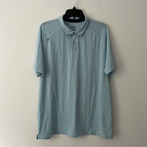 Rhone Delta Pique Polo Short Sleeve Collared Shirt Misty Blue XL - Picture 1 of 7